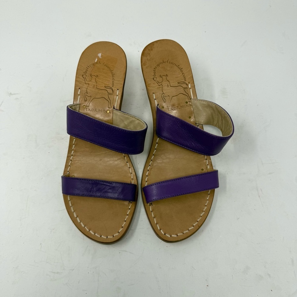 Lavorazione Artigiana Purple Strap Kitten Heel Sandals Italy  EU 37 US 6.5-7